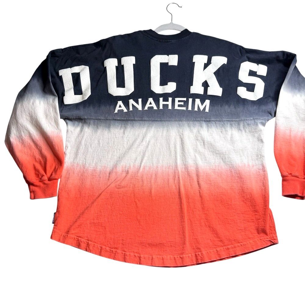 Vtg Anaheim Ducks Spirit Jersey Mens M Orange Fanatics‎ Made USA Tie Dye 90s Y2K